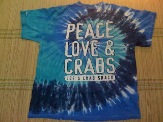 T-shirt Vintage Joe's Crab Shack - Motif Tie & Dye Psychédélique "Peace Love & Crabes" - Taille S - Occasion Très Bon état