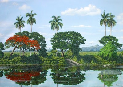 paisaje tipico cubano al oleo