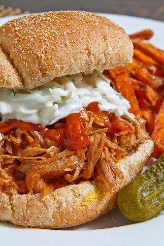 BBQ Pulled Pork Sandwich with Slaw BBQ Pulled Pork Sandwich with Slaw