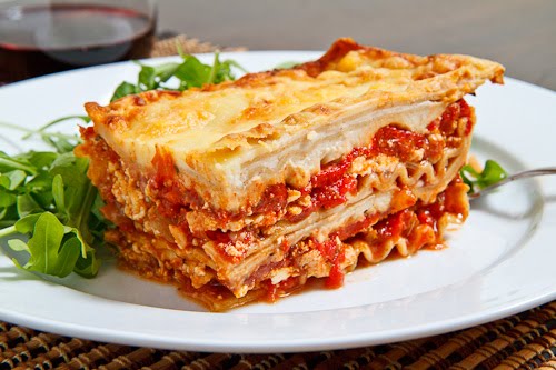 Chicken, Roasted Red Pepper and Goat Cheese Lasagna on Closet Cooking