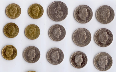 монеты Швейцарии продажа - франки чентезимо, сантимы, рапы
