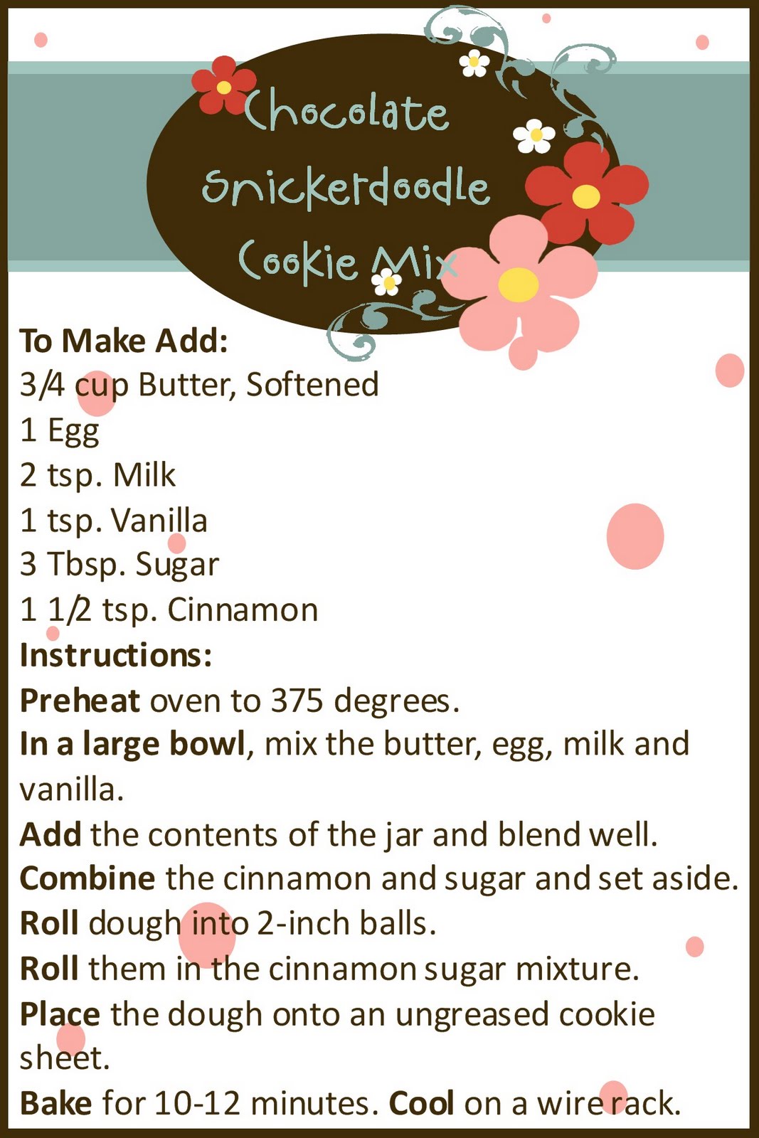 Prepared NOT Scared! Mix Recipe 21 Chocolate Snickerdoodle Cookie Mix!