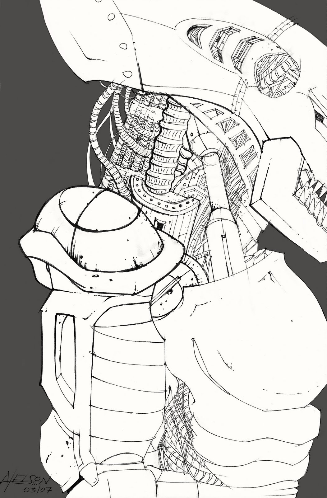 Nelson's Art Portfolio 2010 Robot neck detail