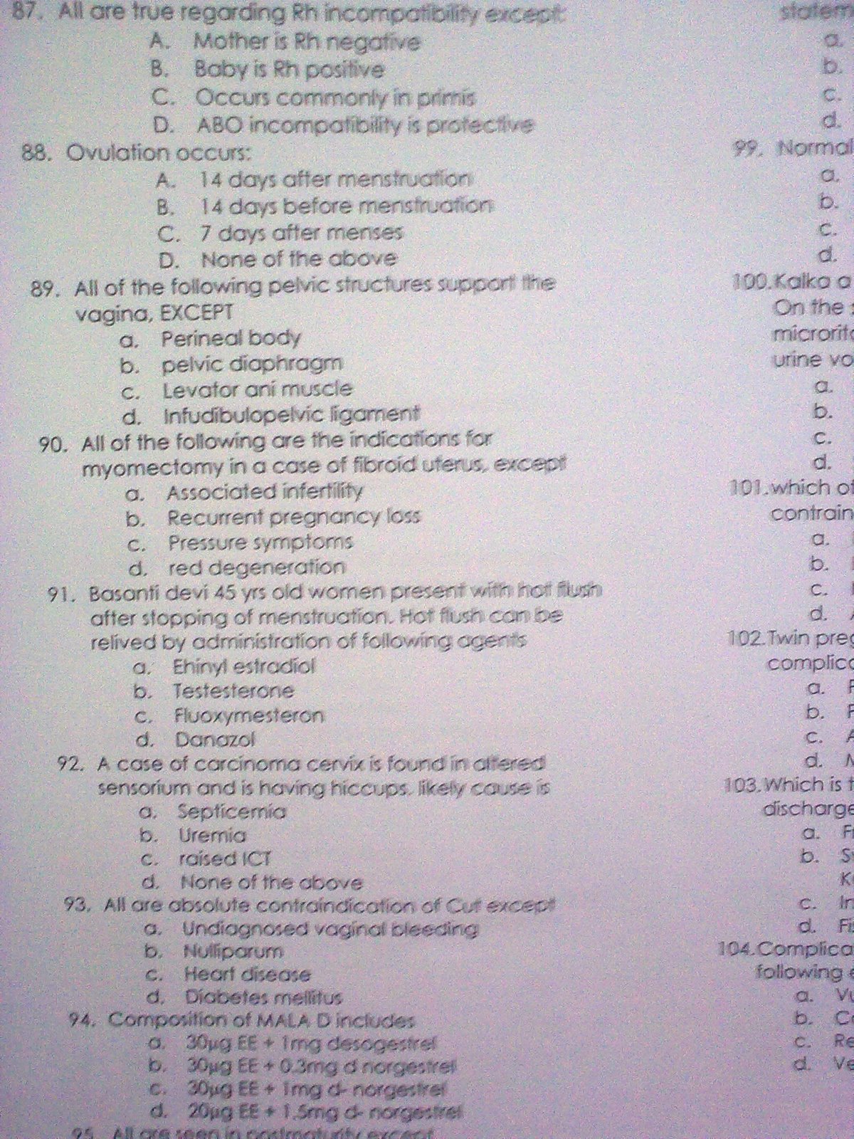 MCI Screening Test Obstetrics and gynecology test page5