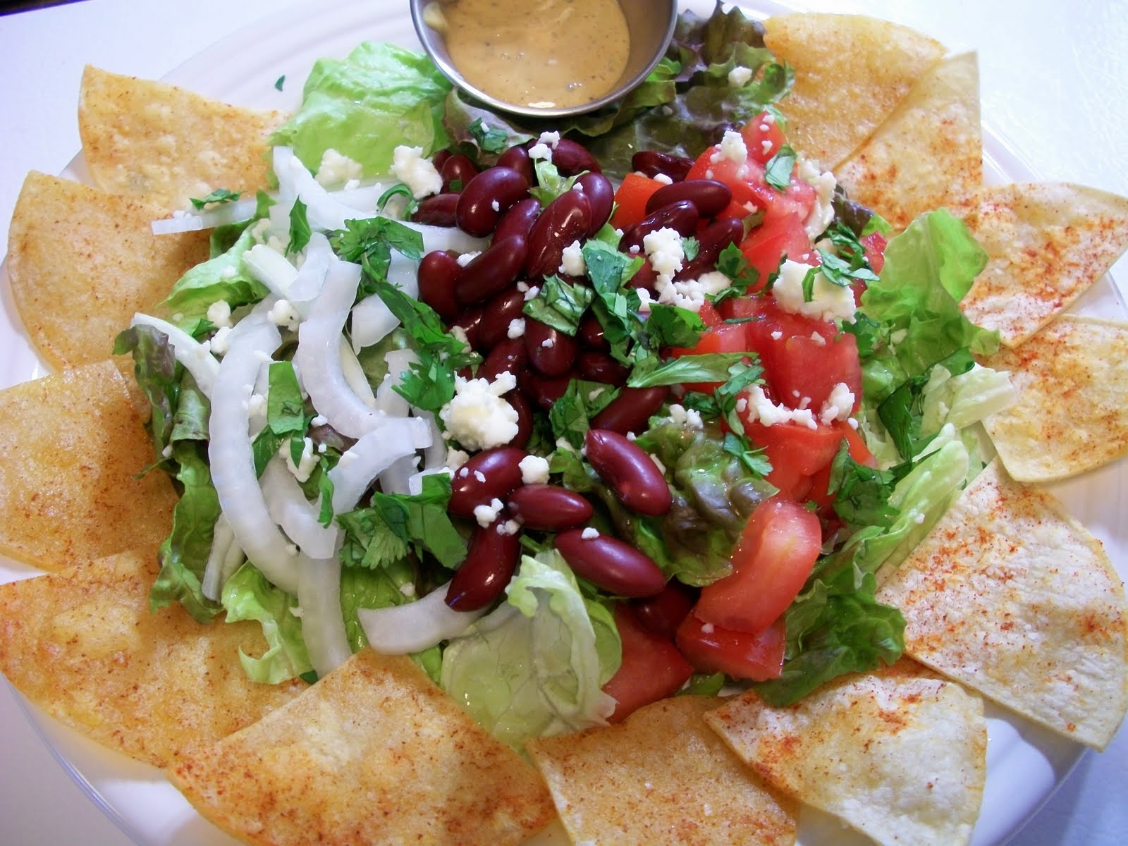 Robyn Cooks Taco Salad with baked tortilla chips
