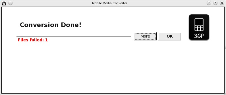 MMC mobile. Media not converted. The Converter failed to save the file.