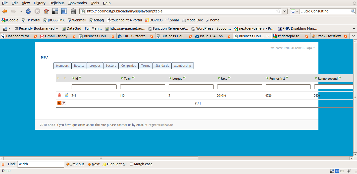 zfdatagrid table width