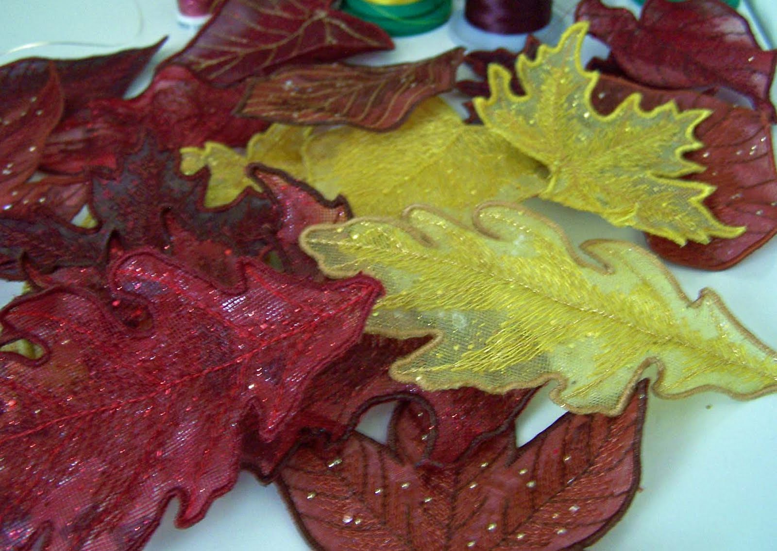 Treasuresntextures fall leaves from my embroidery machine Treasuresntextures fall leaves from my embroidery machine