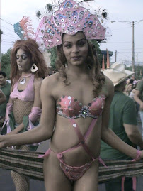 Belleza Transgenera en traje de fantasia