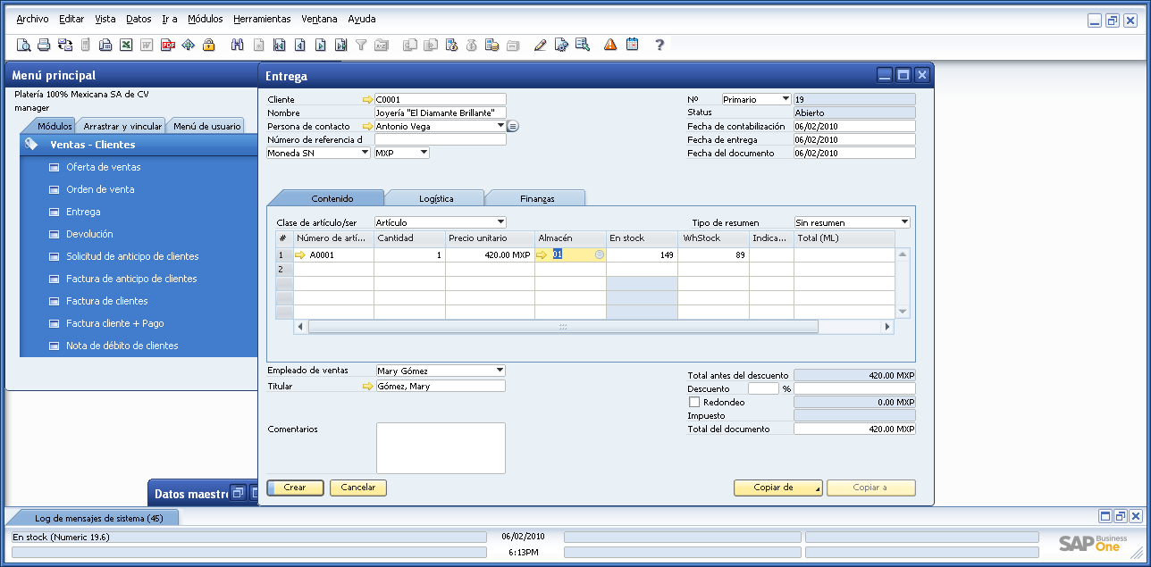 Sap Business One To Go SAP BO. SAP Business One. Especificar stock