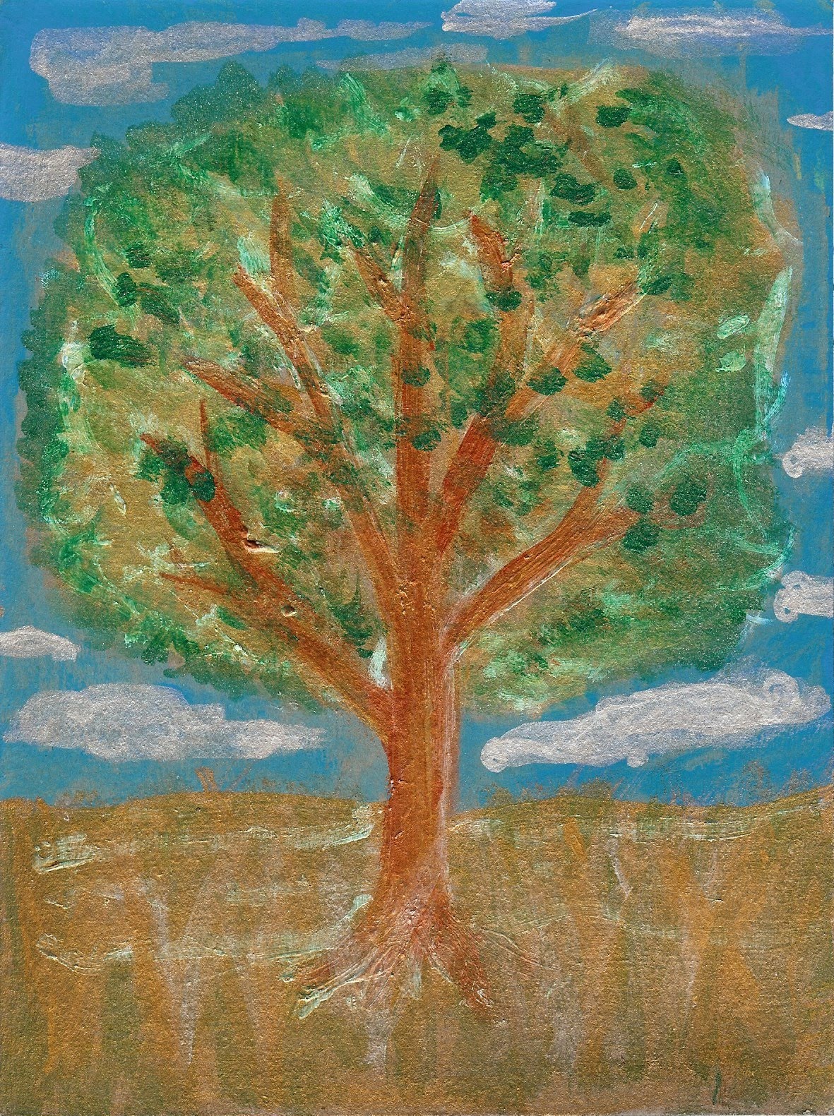 Lady Kristianna Explores the World Metallic Tree Painting