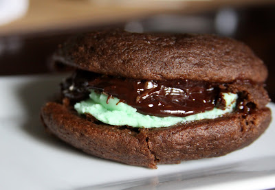 foodie fridays: whoopie pies with mint filling and chocolate ganache