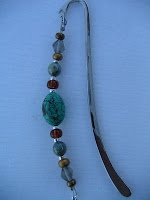 Silver and Turquoise Beaded Bookmark