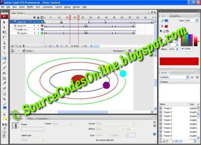 Animation using Macromedia Flash  [CS1255 - Graphics and Multimedia Lab]  - Source Code Solutions