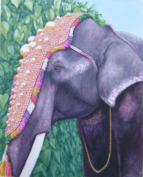 Elephant in Cochin   watercolour 90s