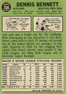 1967 Topps Baseball: Final Card: Dennis Bennett