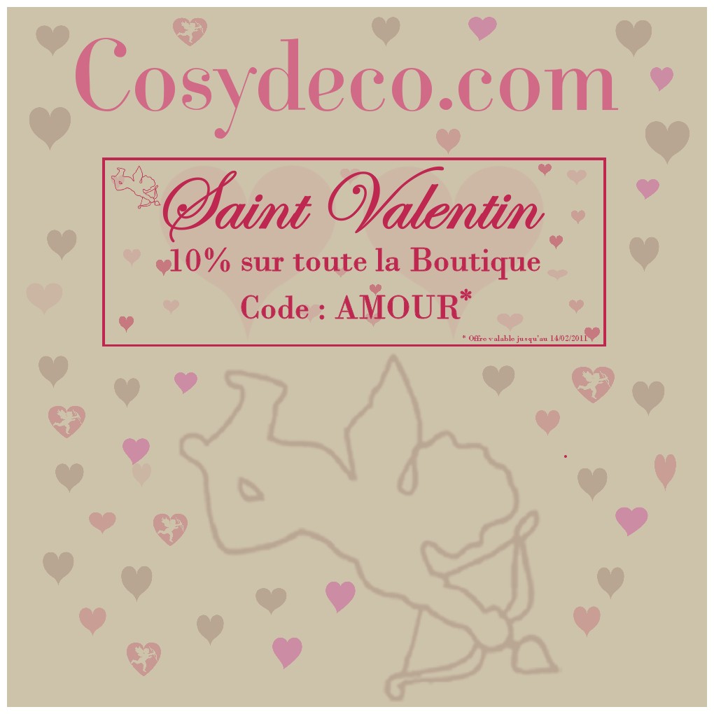 10 sur Toute la Boutique COSY DECO, CODE AMOUR