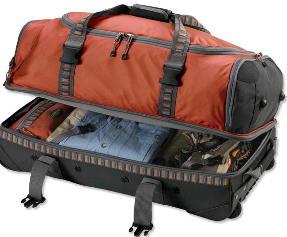 suitcase with duffle bag