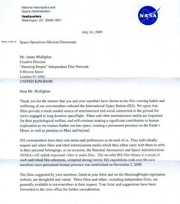 Carta de NASA a Shooting People