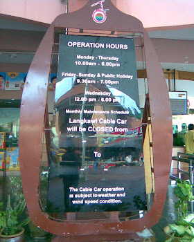 Langkawi cable Car Operating Schedules