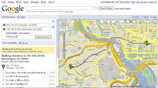 Google Maps walking directions route example
