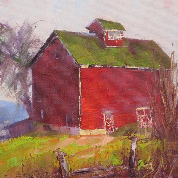 Palette Knife Painters, International Barn Rural Landscape oil by