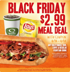 News Quiznos Black Friday 2 99 Combo Brand Eating