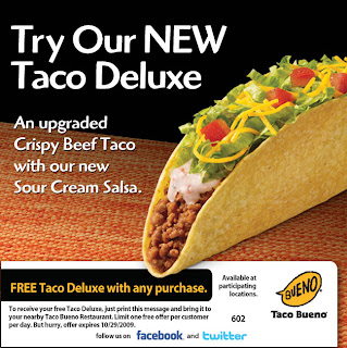 Restaurant Coupons: Taco Bueno: Free Taco Deluxe
