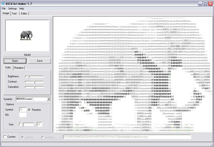 Thiky software: Ascii Art Maker 1.71 Portable