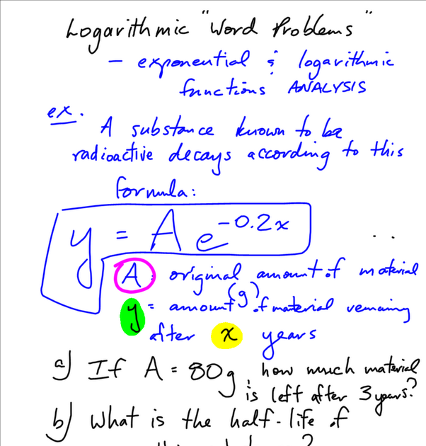 Grade 12 Pre-Calculus Math 0910: Logarithmic Word Problems
