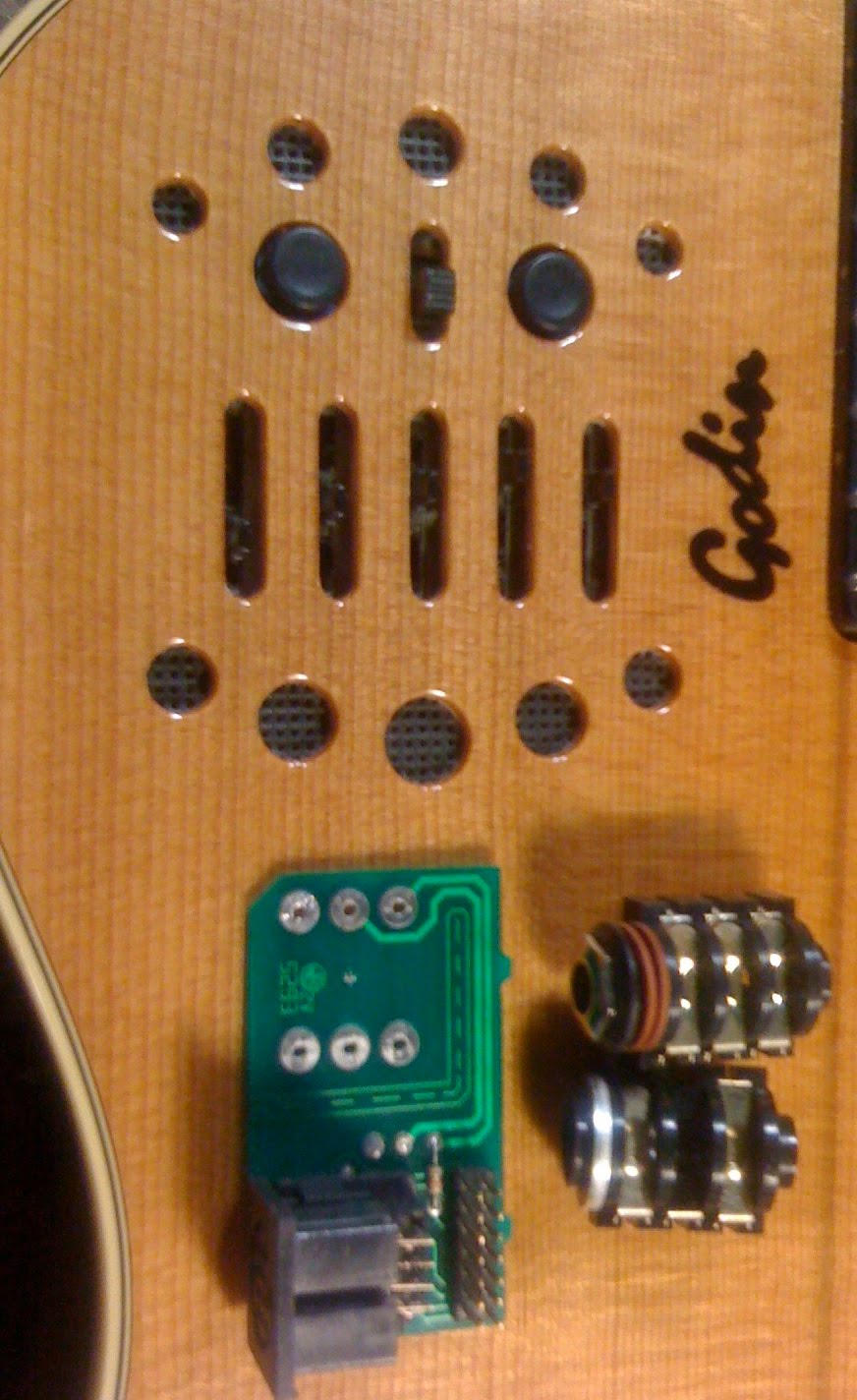 Daily Guitar Repair Godin Multiac jack board repair.