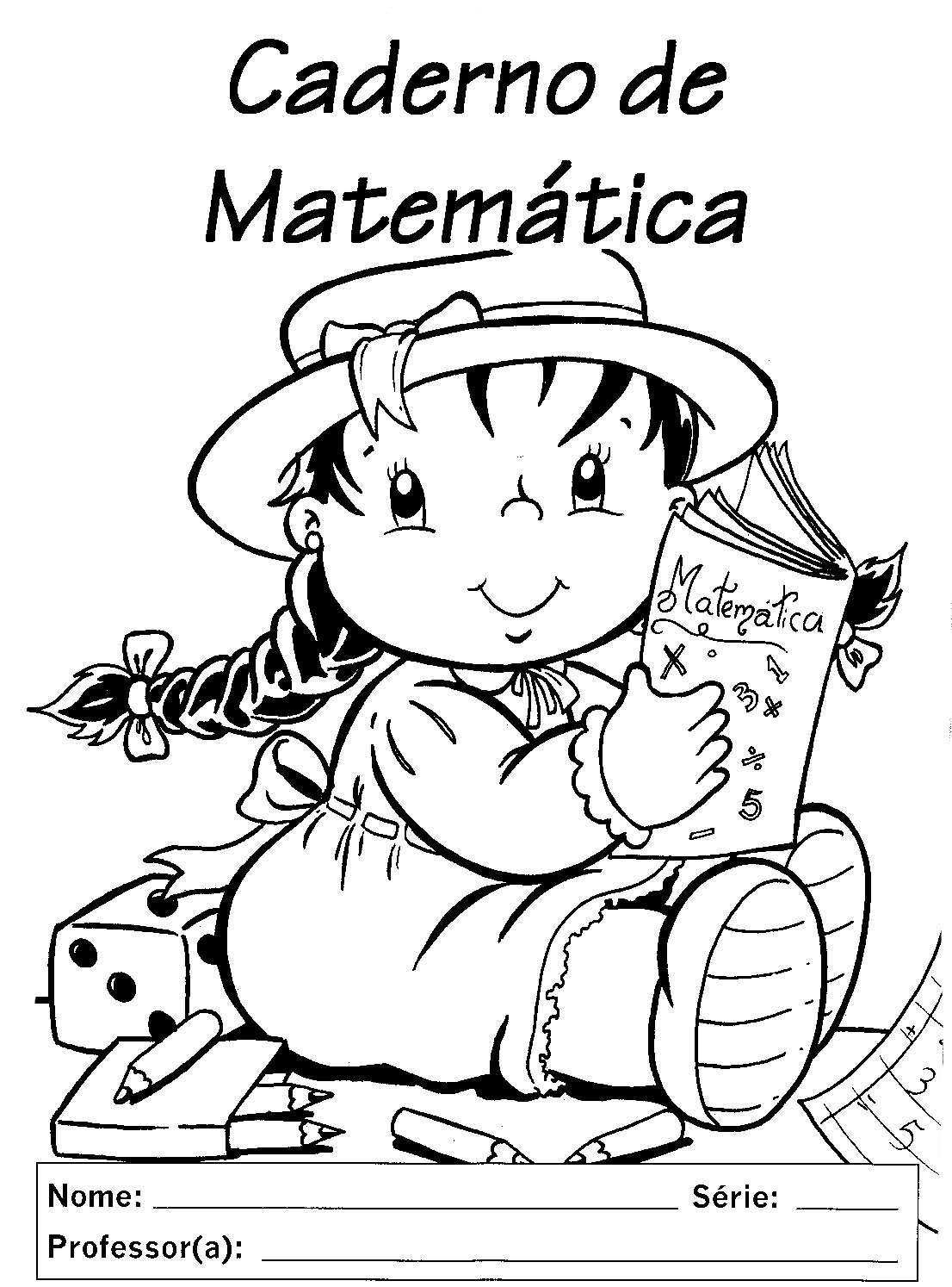 Capa Caderno de Mátematica Infantil - Desenhos Para Colorir