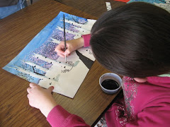 Student Creating Birch Water Color
