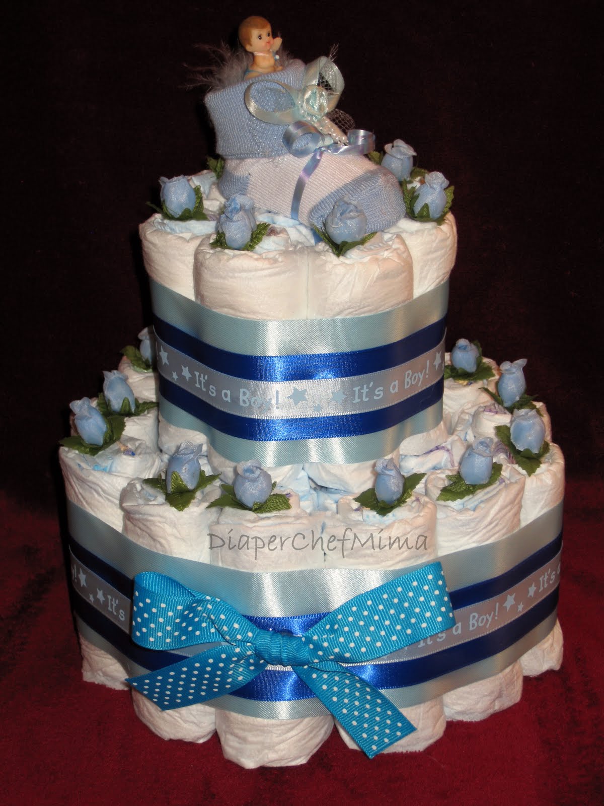 Diaper Chef Mima Baby Shower Diaper Cake Centerpieces