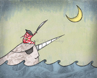 Ahoy Moon Pirate Art Print