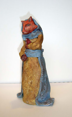 Fox Folk Art Clay Sculpture