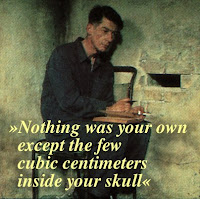 John Hurt i filmen 1984 (1984), med citat av George Orwell