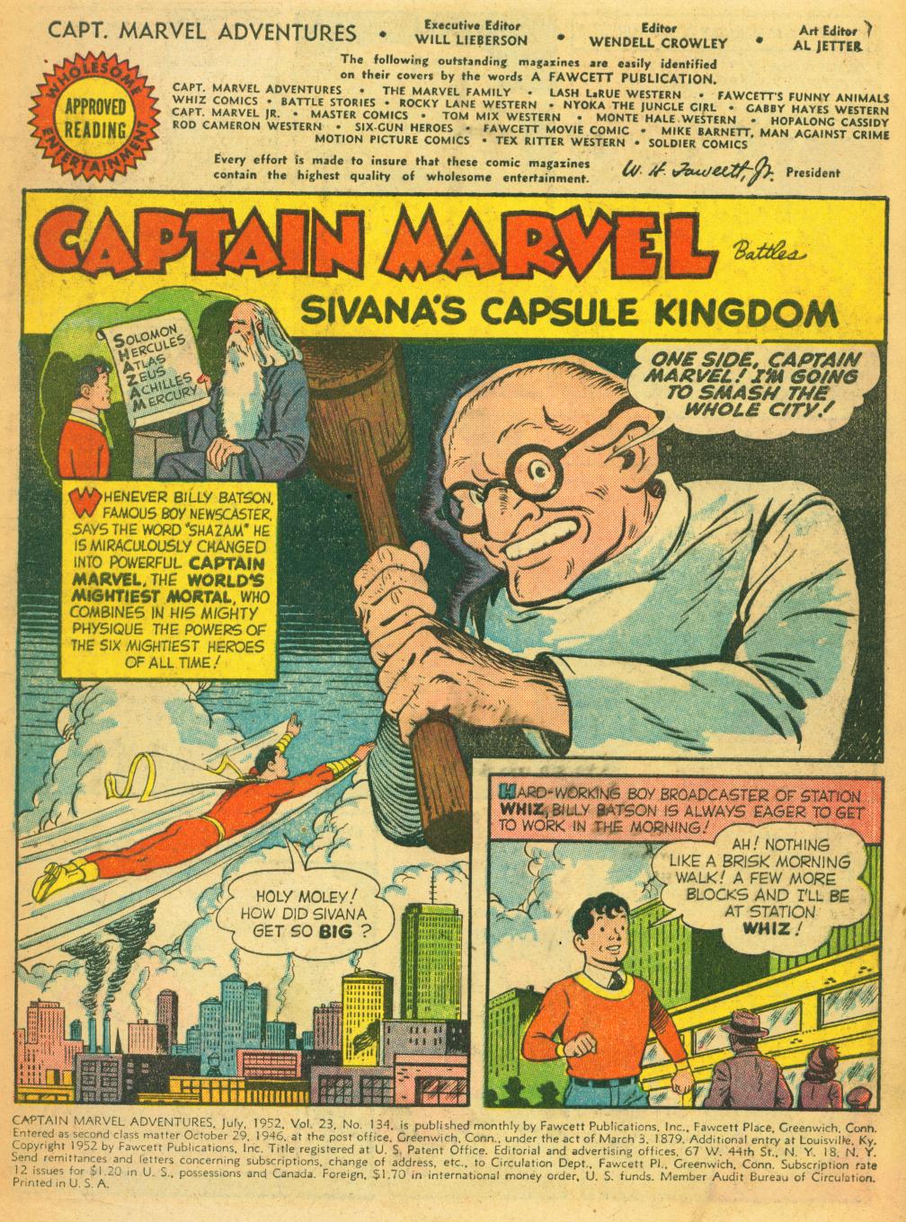 Read online Captain Marvel Adventures comic -  Issue #134 - 3