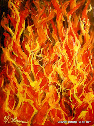 fire painting acrylic flame flames paintings warm watercolor abstract acrylics canvas 2009 fires paper august orange artist pour knife yellow