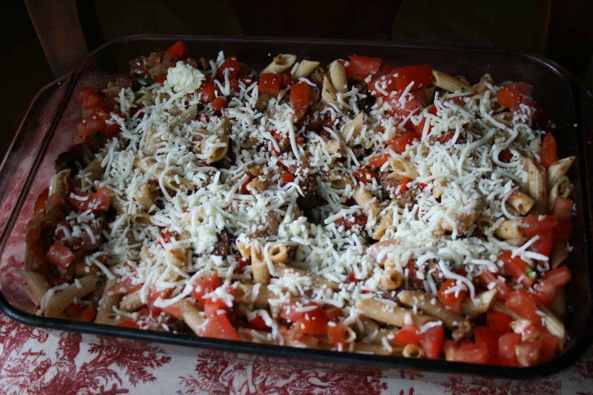 Recipe Shoebox Baked Ziti with Turkey Sausage