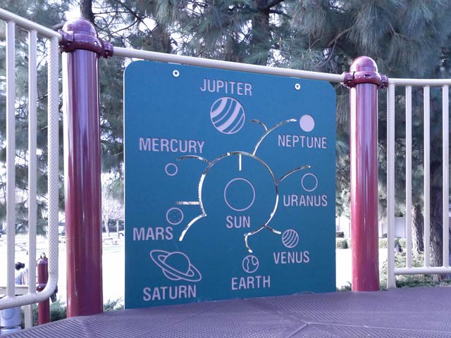 Planetary diagram on playground equipment