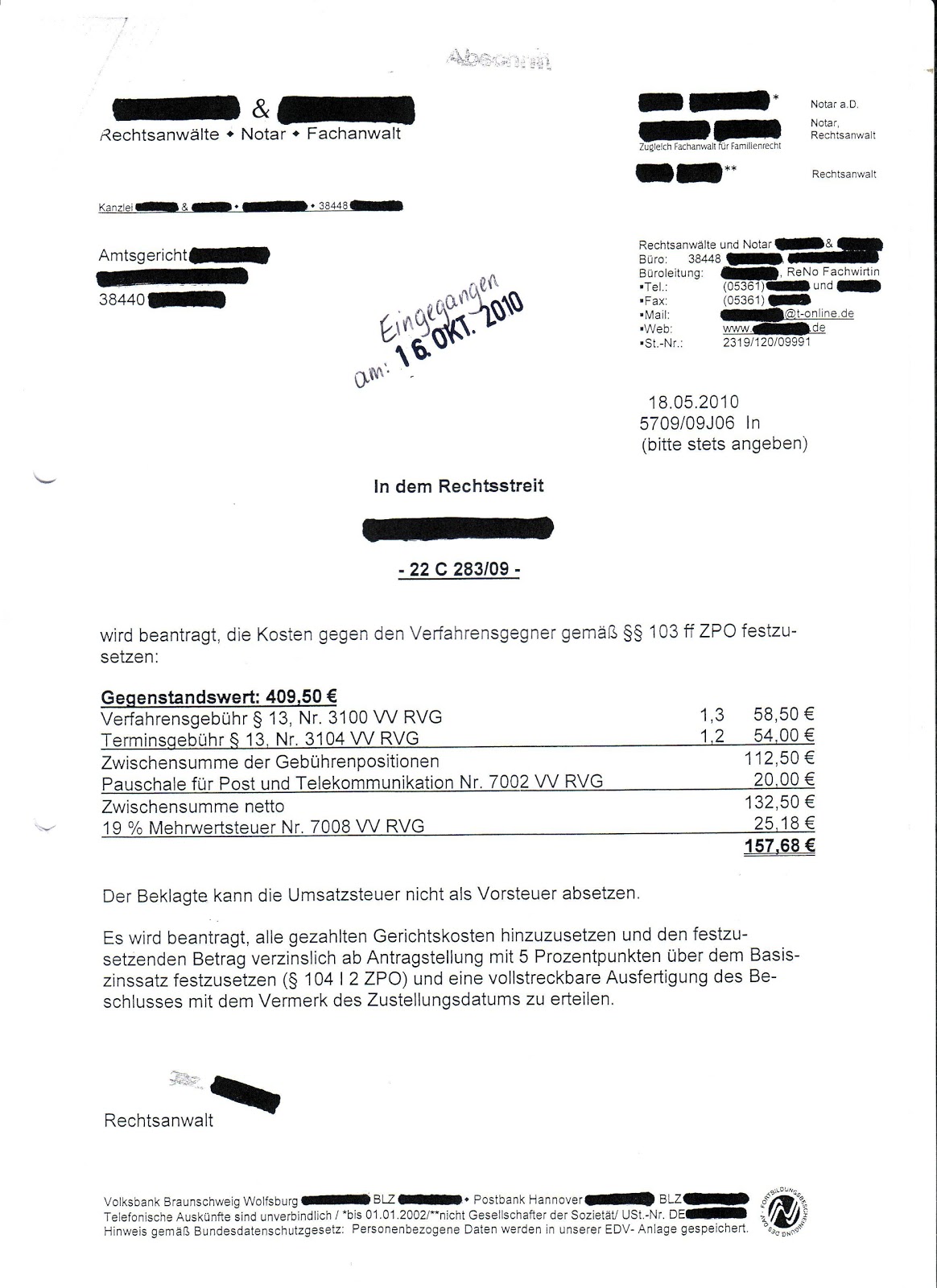 Kostenfestsetzungsbeschluss