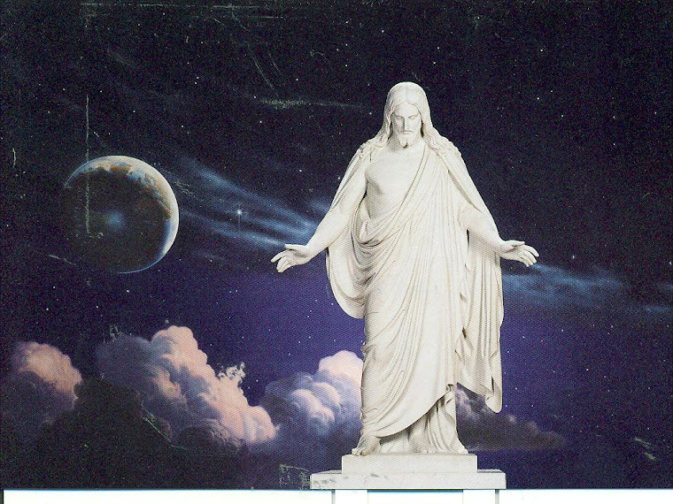 The Cristus Statue against the backdrop of the universe-Visitor's Center, Salt Lake City, UT