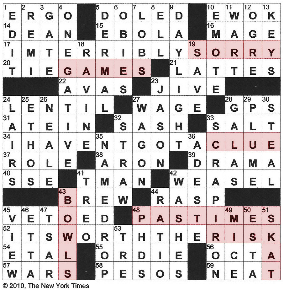 The New York Times Crossword in Gothic 04.12.10 — Games