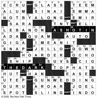 The New York Times Crossword in Gothic: 10 22 09 A Shot in the Dark The New York Times Crossword in Gothic: 10 22 09 A Shot in the Dark