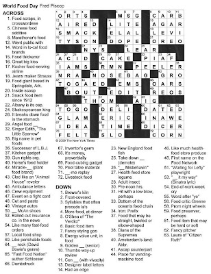 Monday menu enlarge The New York Times Crossword in Gothic: Food