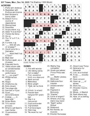 The New York Times Crossword in Gothic: 12 14 09 Tempus Fugit