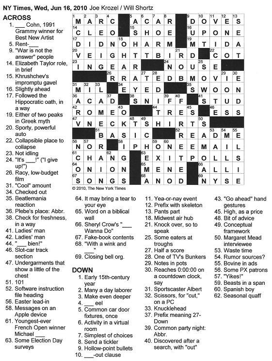The New York Times Crossword In Gothic 06 16 10 — T Day S X Word
