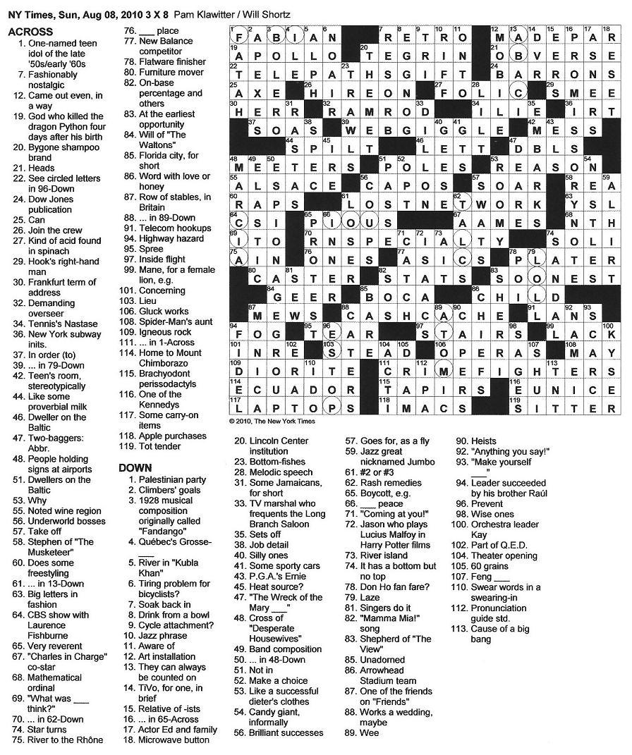 The New York Times Crossword in Gothic 08.08.10 — 3 X 8