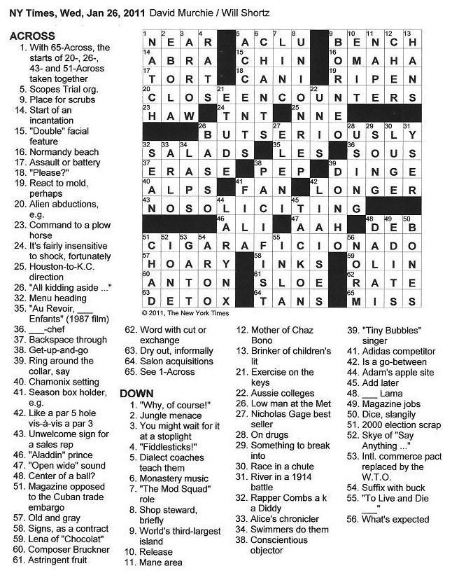 The New York Times Crossword in Gothic January 2011